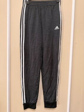 adidas Dark Gray Jogger Pants with White Three-Stripes